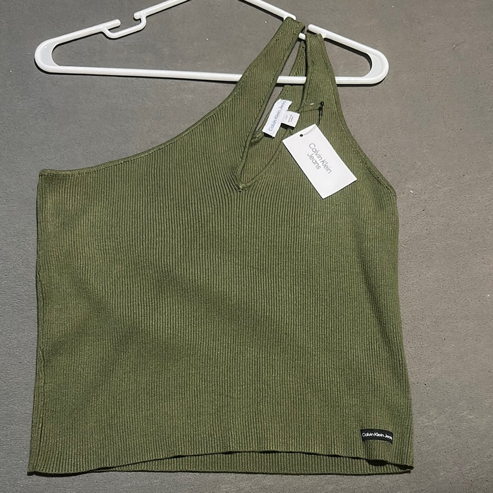 Calvin Klein Asymmetric Olive Top